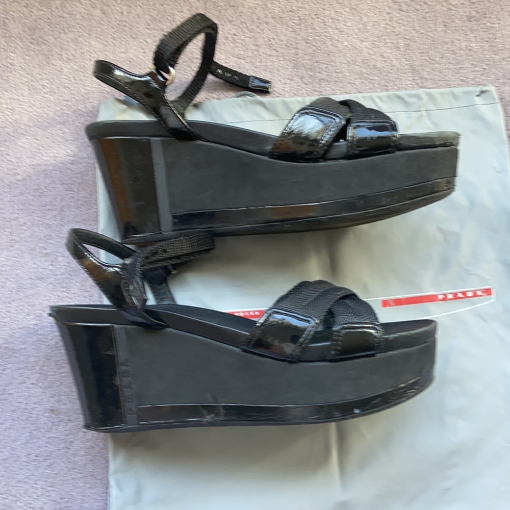 Authentic Prada Black Ankle Sandals Platform Shoes - image 2